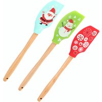 Extra Large Christmas Silicone Spatula Wooden Handle