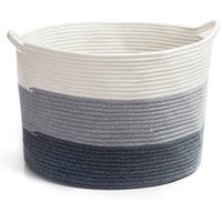 2019 Custom wholesale handmade decorative braided large baby Woven cotton coil rope toy storage laundry basket with handles