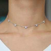 925 sterling silver cute star design 5 pcs cz star link chain vermeil high quality minimal siver star necklace
