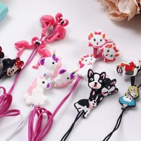 Custom free sample cheap fashion earphone and headphone OEM Flamingo unicorn bulldog cartoon gifts wired earphones