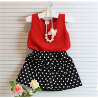 Polka Dot Chiffon Blouse Skirt Set