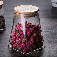 Square Glass Storage Jar Bamboo Cork Lid