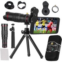 Universal Cell Phone Camera Lens 22X Optical Manual Focus Telephoto Clip Lens Kit with Mini Flexible Tripod