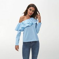 Off Shoulder Ruffle Long Sleeve Top