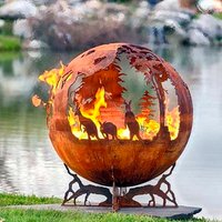 Weather Resistant Carbon Steel Sphere Outdoor Patio Firepit for Warming