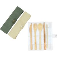 Reusable Bamboo Travel Utensil Set Silicone Holder