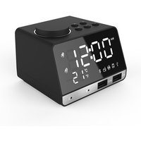 Mirror LED Temperature Display Alarm Clock FM Radio with Wireless Blue tooth Speaker
