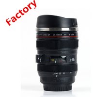 Best Selling Caniam 24-105mm Stainless Steel Advertising Camera Lens Coffee mug With Sipping Lid