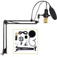 Professional Condenser Audio 3.5mm Wired BM800 Studio Microphone Vocal Recording KTV Karaoke Microphone Mic W/Stand For Computer