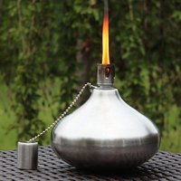 tiki Table Torch for Backyard or Patio Stainless Steel with Fiberglass Wick
