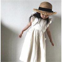2019 Fashion Boutique Baby Linen Dress Children New Style sleeve;ess clothing dress