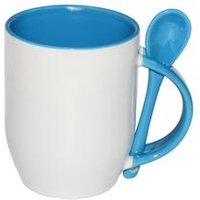 11oz Sublimation Custom Coffee Ceramic Inner Color Mugs with Color Spoon