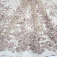 French 3D Floral Beaded Lace Fabric