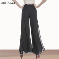 Women's Chiffon Palazzo Wide Leg Trousers with High Waist