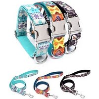 2019 fashion cool design Bohemian style metal parts high quality polyester luxury dog leash collars