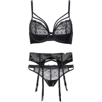 Transparent Bra Panty Set Garter Belt
