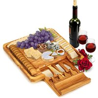 Large 100% Bamboo Charcuterie Cheese Board Knife Set