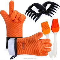 Silicone Heat Resistant Kitchen Insulated Gloves With Cotton Lining