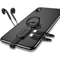 USAMS SJ274 Dual Plug 2 Port Ring Holder Cellphone Charger Gaming USB Cable Adapter For iphone