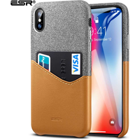 ESR Case for iPhone X Cover High Grade Leather with Soft Fabric Thin Light Card Slot Shockproof Case for Apple iPhone X 10