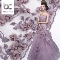 2018 3D Beaded French Net Lace Fabric Dresses