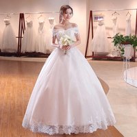 Elegant Plus Lace Off Shoulder Floor Length Wedding Dress