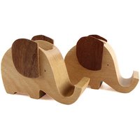 Hot Selling Maple Wood Elephant Design Pen Brush Holder Natural Phone Holder with Custom Logo