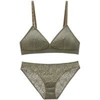 Cotton Lace Triangle Cup Bralette Panty Set