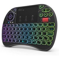 Rii X8 2.4GHz Mini Wireless Keyboard with Touchpad Mouse Combo with Scroll wheel, 8 RGB Backlit, Rechargeable Li-ion Battery