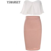 Crop Top & Pink Midi Skirt Two Piece Set