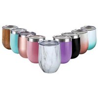 12 oz Double Wall Vacuum Insulated Travel Tumbler Cups for Coffee Wine Stainless Steel Stemless Wine Glass Tumbler with Lid