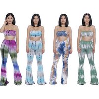 Cotton Tie Dye Bandage Top Trousers Set