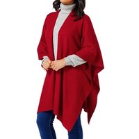 Wool Cashmere Blend Poncho Shawl