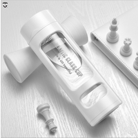 360ml tea infuser drinking double wall borosilicate glass drinking bottle for water with silicone sleeve
