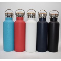 Leak Proof Stainless Steel Sports Water Bottle Bamboo Lid