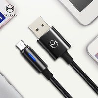Mcdodo intelligent power off re-charge automatically data line ,Black Nylon braided sync fast charging data cable for Android