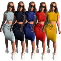 SAWY6328 dropshipping broken hole fashion design short sweatshirt and sports skirt casual women 2 piece set clothing