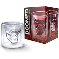 Skull Head Shot Glass Set -Double Wall Borosilicate Cup -Clear Insulated Crystal Mug - 75ml Whiskey, Vodka Drinking Glasses