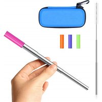 Reusable Stainless Steel Telescopic Straw with Case and Cleaning Brush