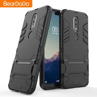 Design your own logo tpu pc kickstand shockproof armor cell phone back cover case for nokia x6 6.1 plus
