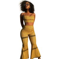 Casual Plaid Wide Leg Two Piece Set