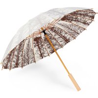 wholesale birch forest retro pattern straight 16 ribs wooden umbrella custom digital print fashion 190T umbrella