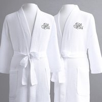100% Cotton Waffle Kimono Collar Bathrobe