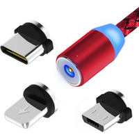 A&C LED 1M 2A Nylon 3 in 1 Usb Magnetic Charger Cable
