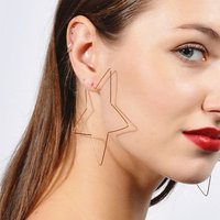 2019 Fashion Large Geometry Hollow Heart Star Circle Wire Hoop Earrings For Women Boutique Punk Jewelry Wholesale Amazon