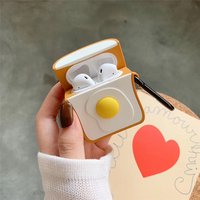Free Shipping Eggs toast silicone headphone case for airpods 2 Protective cover for Apple headset protects