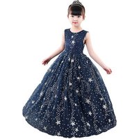 Star Print Navy Blue Party Dress