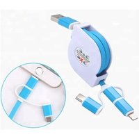Portable retractable 3in1 data cable usb, usb cable with custom logo printing