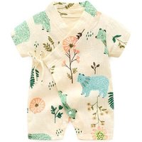 Kimono Short Sleeve Cotton Baby Rompers Bodysuit Wholesale Crossbody Strap Infant Onesie Baby Clothes