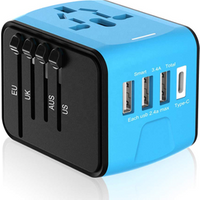 4USB Port Universal Travel Adapter with EU AU US UK Plug Multi 4USB ports All in one Type C Power Adapter Socket
